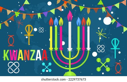 Vector illustration design concept of Happy Kwanzaa celebration on December 26