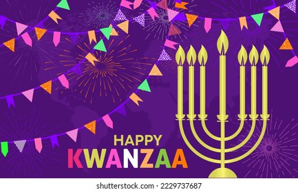 Vector illustration design concept of Happy Kwanzaa celebration on December 26