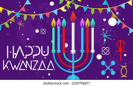 Vector illustration design concept of Happy Kwanzaa celebration on December 26