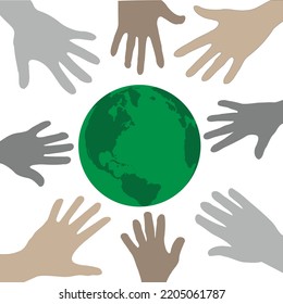 Vector Illustration design concept icon of world saving hands