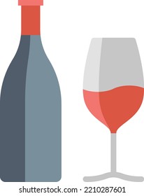 Vector Illustration design concept
icon of wine bottle and glass