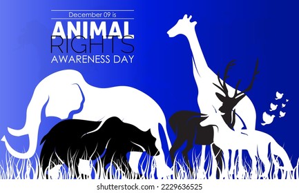Concepto de diseño de ilustración de vector del Día Internacional de los Derechos de los Animales celebrado el 10 de diciembre