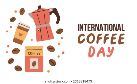 Vector illustration design concept of international coffee day observed on every 1st october