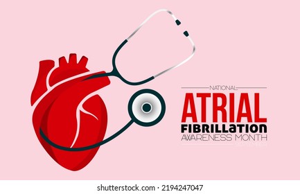 Vector illustration design concept of national atrial fibrillation awareness month observed on every september.