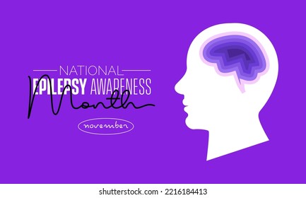 Vector illustration design concept of National Epilepsy Awareness Month observed on every November