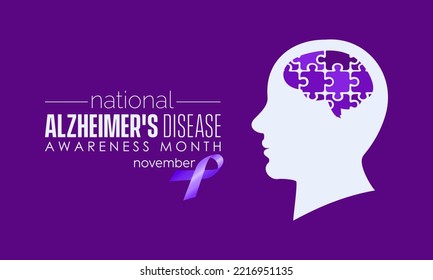 Vector illustration design concept of National Alzheimer's Disease Awareness Month observed on every November