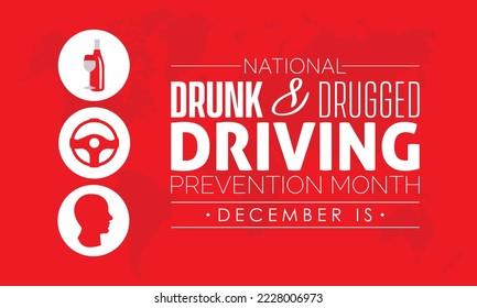 Vector illustration design concept of National Drunk and Drugged Driving Prevention Month observed on every December