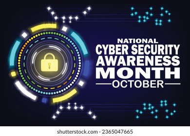 Vector illustration design concept of national cyber security awareness month observed on every october. Suitable for greeting card, poster and banner.