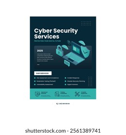 Vector illustration design concept of national cyber security awareness month observed on every october . Flat design. flyer design.flat illustration.