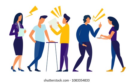 vector illustration design concept on white background. a set of a couple of people quarrel and swear. Aggressive people yell at each other. design graphics in a flat stylish style