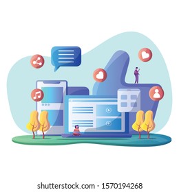 Vector illustration design with the concept of social media