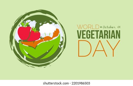 Concepto de diseño de ilustraciones vectoriales del Día Mundial de la Vegetariana celebrado cada 1 de octubre