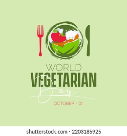 Concepto de diseño de ilustraciones vectoriales del Día Mundial de la Vegetariana celebrado cada 1 de octubre