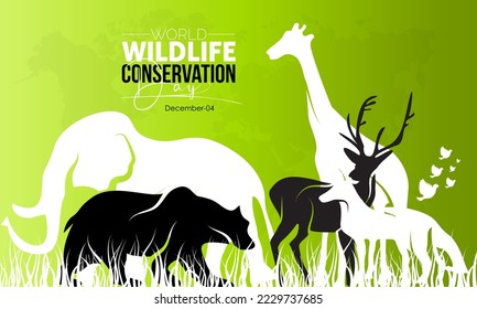 Vector illustration design concept of World Wildlife Conservation Day observed on December 4