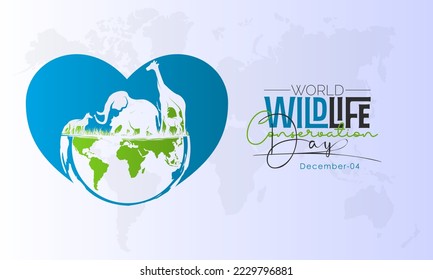 Vector illustration design concept of World Wildlife Conservation Day observed on December 4