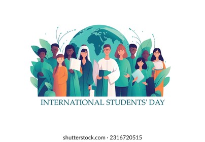 Vector illustration design concept of world students day observed on october 15