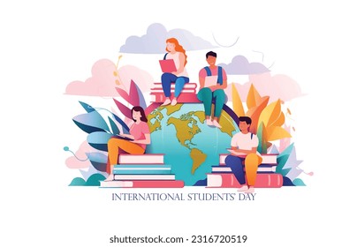 Vector illustration design concept of world students day observed on october 15