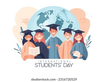 Vector illustration design concept of world students day observed on october 15