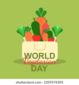 Vector illustration design concept of World Vegetarian Day observed on every 1st October