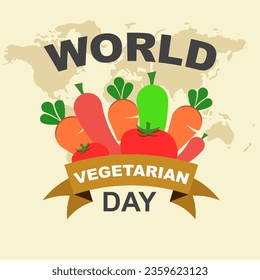 Vector illustration design concept of World Vegetarian Day observed on every 1st October