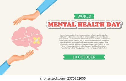 Vector Illustration Design Concept of World Mental Health Day, October 10