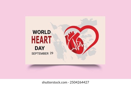 Concepto de diseño de Ilustración vectorial del Día Mundial del Corazón observado cada 29 de septiembre
