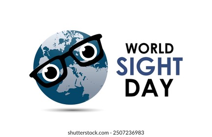 Vector illustration design concept of world sight day observed on october. Eyes with world map banner poster, flyer and background design template.