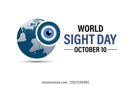 Vector illustration design concept of world sight day observed on october. Eyes with world map banner poster, flyer and background design template.