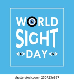 Vector illustration design concept of world sight day observed on october. Eyes with world map banner poster, flyer and background design template.