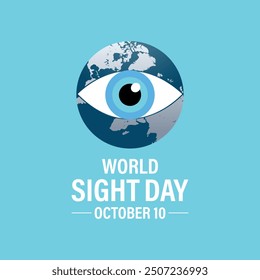 Vector illustration design concept of world sight day observed on october. Eyes with world map banner poster, flyer and background design template.