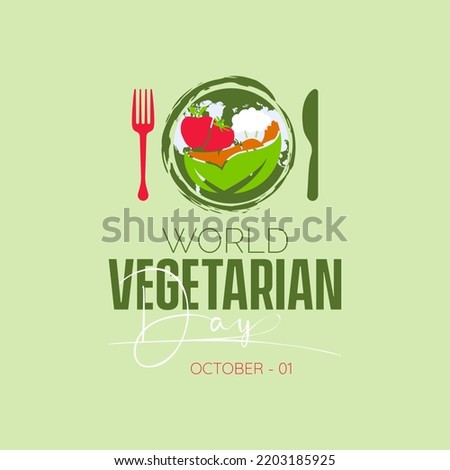 Vector illustration design concept of World Vegetarian Day observed on every 1st October
