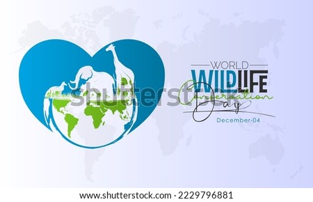Vector illustration design concept of World Wildlife Conservation Day observed on December 4
