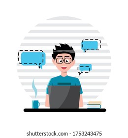 Vector illustration design concepts of online learning, online workers, business communication