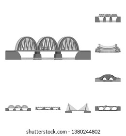 Vector illustration of design and construct sign. Set of design and bridge vector icon for stock.