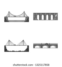 Vector illustration of design and construct symbol. Collection of design and bridge stock vector illustration.