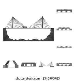 Vector illustration of design and construct symbol. Set of design and bridge vector icon for stock.