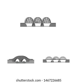 Vector illustration of design and construction sign. Collection of design and bridge stock symbol for web.