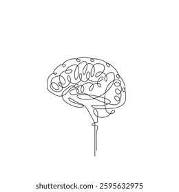Vector illustration design Continuous line art or One line drawing of brain