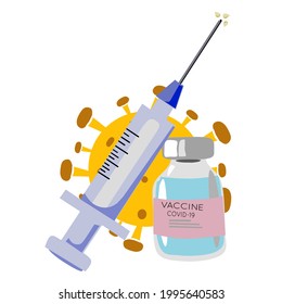Ilustración vectorial o diseño del programa de vacunación covid-19