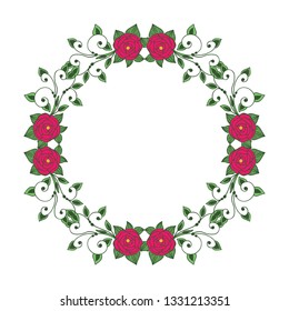 Vector illustration design crowd floral frame hand drawn