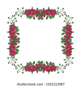 Vector illustration design crowd floral frame hand drawn