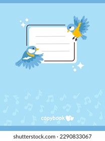 Diseño de ilustración vectorial de la linda pareja de tetas azules de dibujos animados para portada de libros de copias