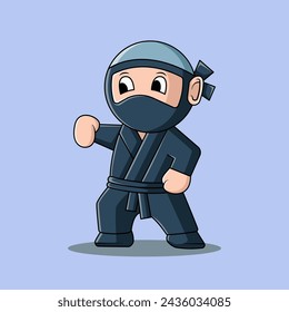 vector illustration design of a cute cartoon ninja wearing a mask
