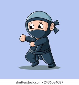 vector illustration design of a cute cartoon ninja wearing a mask