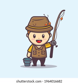 vector illustration design of cute fishing man