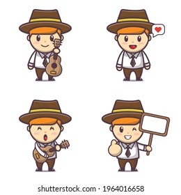 vector illustration design of cute guitarist 