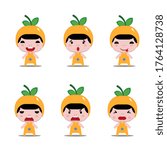vector illustration design of cute mascot orange sets icon. flat style illustration. character design.