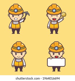 vector illustration design of cute miner