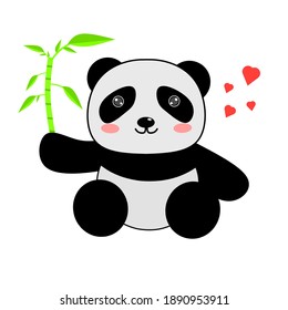 Vector illustration design cute Panda holding bamboo 