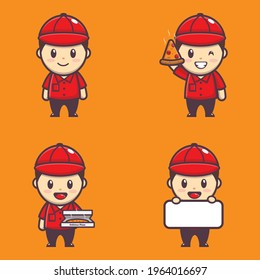 vector illustration design of cute pizza delivery